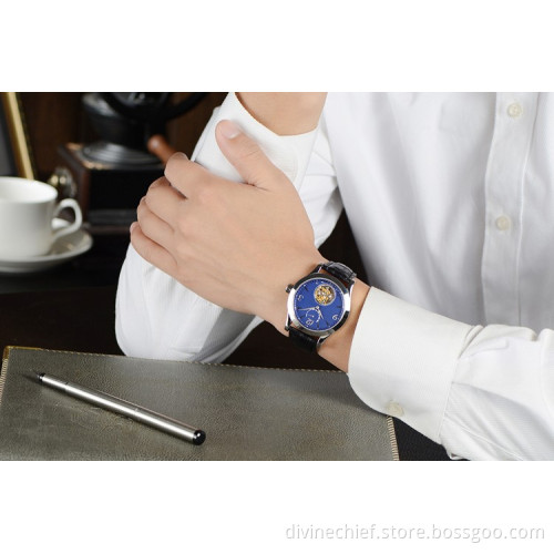 Fashion Wholesale Men Business Watch, High Quality 3ATM Waterproof Leather Tourbillon Watch For Boys